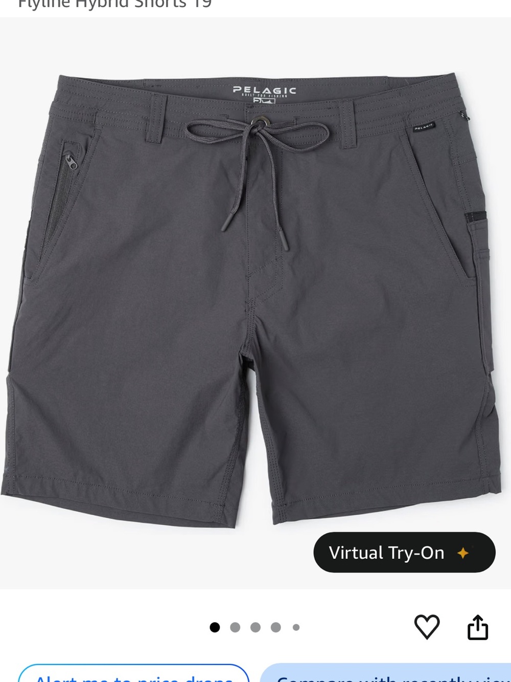Pelagic Men's Charcoal Flyline Hybrid Shorts